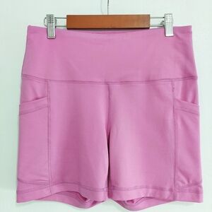 Women's Pink Medium Athletic Shorts Yoga Gym Stretch Shorts with Pockets Used